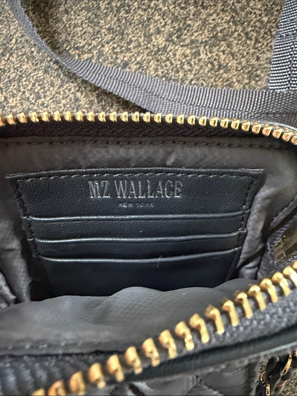MZ WALLACE Quilted Crossbody Phone Bag in Charcoal with Gold Hardware - Picture 2 of 2